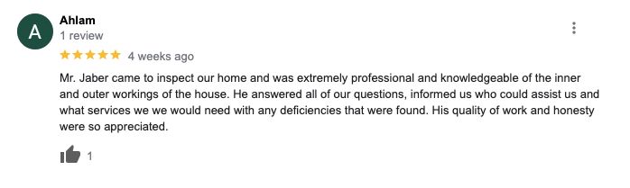 Five-star Google review screenshot from the original IRJ website, 1 of 5