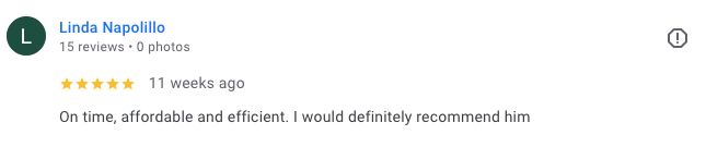Five-star Google review screenshot from the original IRJ website, 4 of 5